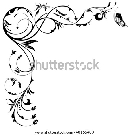 Design Logo Free on Floral Border With Butterfly  Element For Design  Vector Illustration