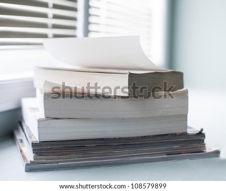 Stack of books and magazines