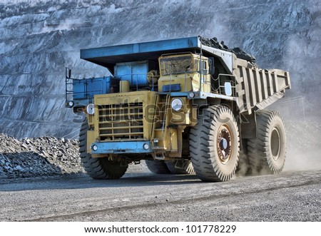 The big truck transport iron ore in career
