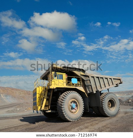 The big truck transport iron ore in career