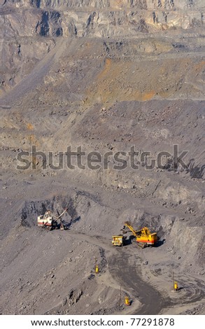 vertical panorama open-cast mine of iron ore