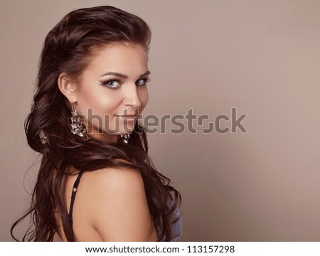 Attractive smiling woman portrait with hair style