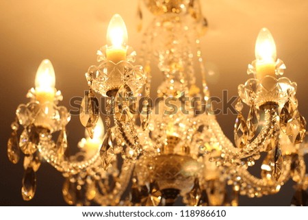 Beautiful vintage crystal chandelier in a room