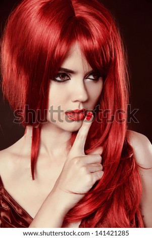 Secret. Red Hair. Beautiful Girl. Healthy Long Hair. Beauty Model Woman. Hairstyle