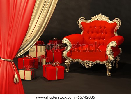 Royal armchair with gift wrapping in luxury interior