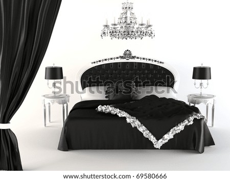 Modern Bedroom And Royal Furniture Isolated On White Background ...