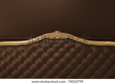 Leather Textured back of sofa with golden frame