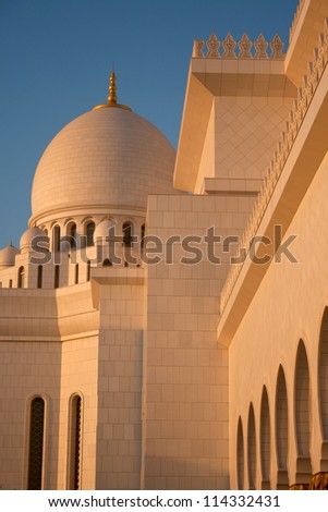 Abu Dhabi Sheikh Zayed Grand Mosque at the sunset