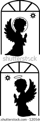 Cute angels silhouettes set catholic, orthodox set with star