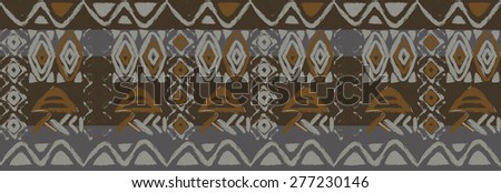 Ethnic seamless pattern with american indian traditional ornament in brown colors. Tribal background. Aztec design for fabric. Print of native american art.