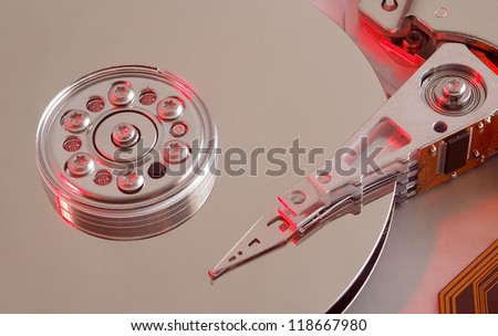 Inside of hard drive super clean surface