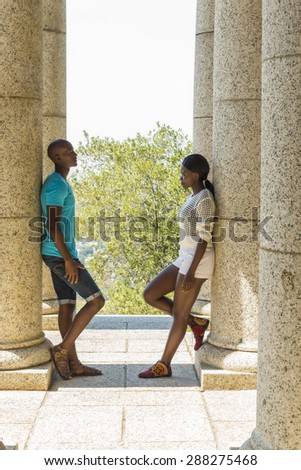 African couple having an argument on date