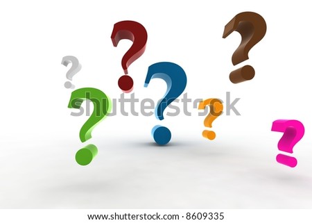 pics of question marks. stock photo : multicolor question-marks in the air - 3d illustration