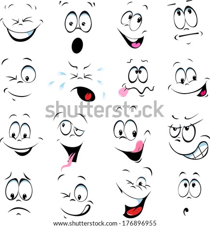 illustration of cartoon faces on a white background
