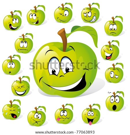 green apple with many expressions green apple with many expressions