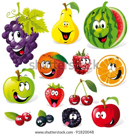 funny fruit cartoon isolated on white background