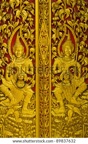 The Thai art of religion on wall of temple.