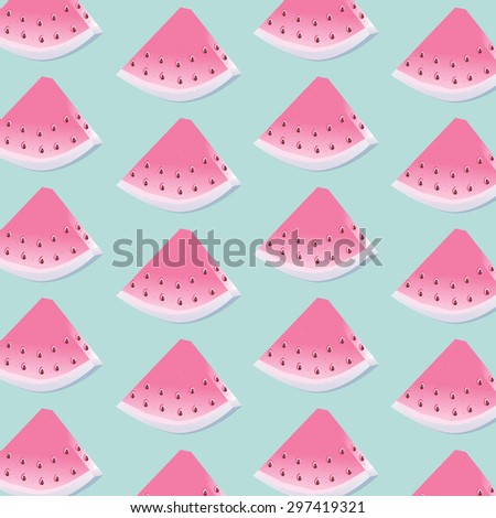 Pink watermelon illustration pattern on a light blue background./Watermelon pattern