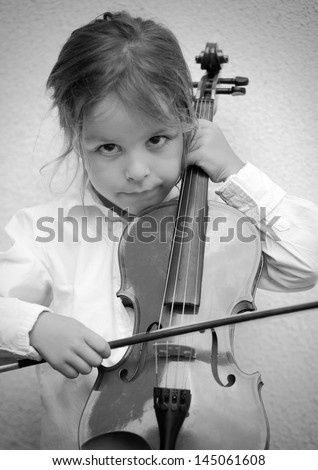 young violin player black and white