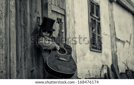 guitarist black and white photography