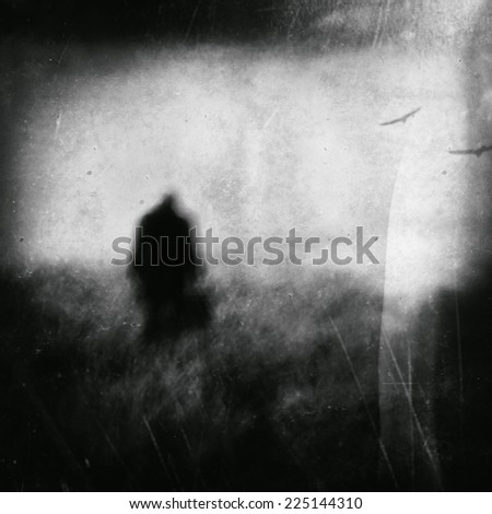 standing man black and white photography