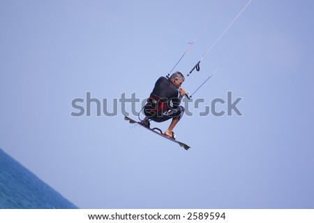 mans  hobbies and recreation - kitesurfing, Haifa beach, Israel