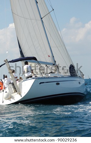 Racing yacht in a  Mediterranean sea