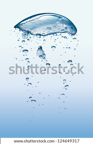 Air bubbles vibrating in light blue water. Raster. Check my portfolio for a vector version.