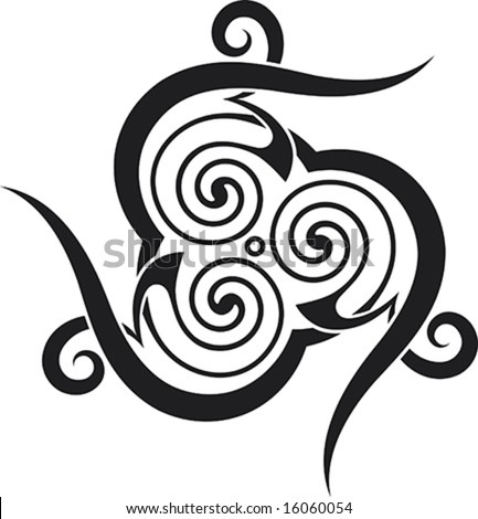 stock vector A Celticstyle tattoo pattern with spirals and spikes