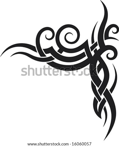 stock vector : A Maori-style tattoo pattern with knots and spikes.
