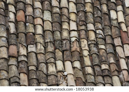 Background sample of the old tiled roof.