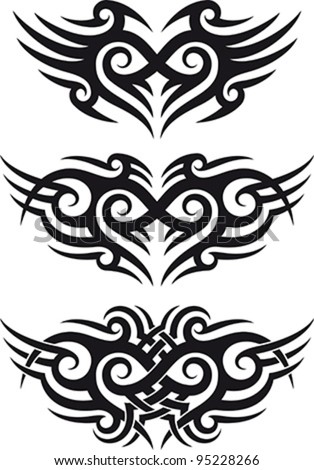 stock vector Maori tribal tattoo patterns fit for a shoulder or lower back