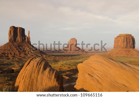 Monument Valley at sunset in Utah in the United States of America