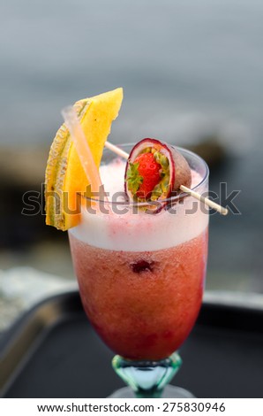 non-alcoholic fruit cocktails on the sea