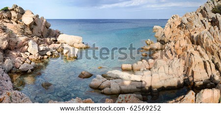Overview of granite rocks in Porto Massimo La Maddalena Sardinia Italy