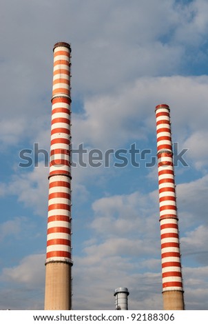 exhaust stacks of a coal -fired power plant