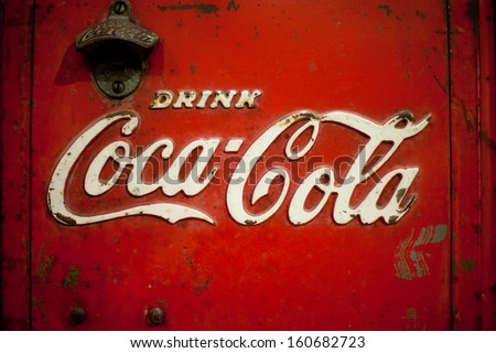 Maehongsorn,Thailand -Oct 27: Old Rust Condition Vintage Of Coca Cola Logo. On October 27, 2013 In Maehongsorn Thailand.
