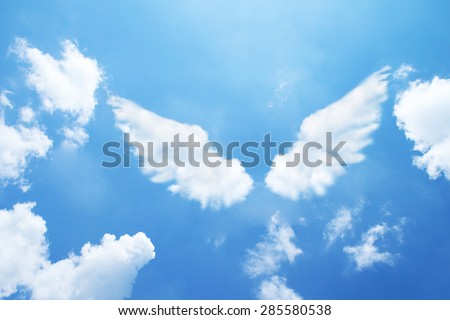 Angel wings formed from clouds.