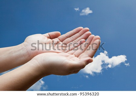 share hand on sky