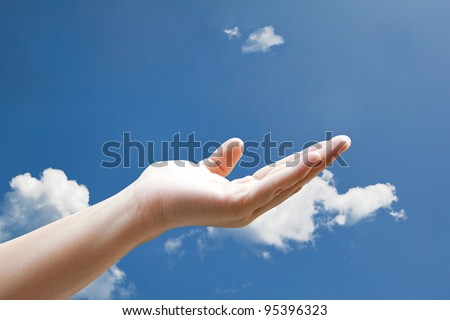 share hand on sky