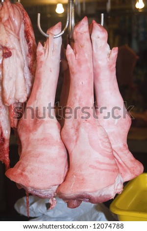 Pig legs or pata in a wet market