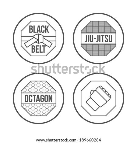 MMA Sport icons set Thin Line Style Vector MMA Sport icons set Thin Line Style Vector