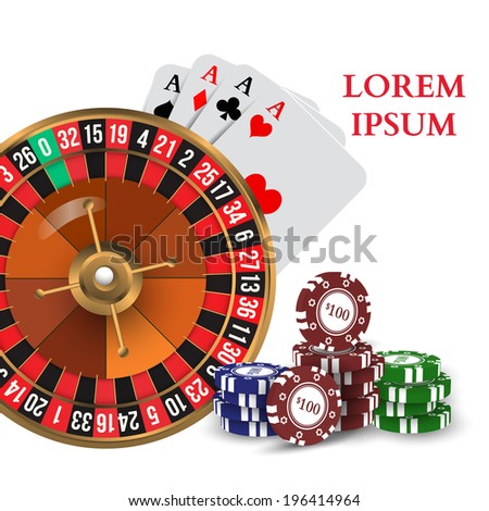 Casino Roulette Playing Cards with Chips Vector illustration Casino Roulette Playing Cards with Chips Vector illustration