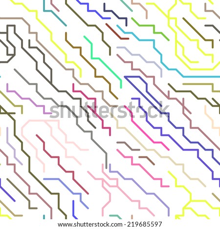 Abstract Colorful Micro Chip Lines Seamless Pattern. illustration