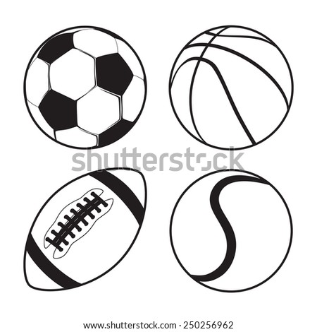 Set of Sports balls Soccer Basketball American Football tennis