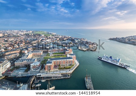 PORTSMOUTH, UK - MAR 19: Portsmouth, the UK\'s 2nd largest international port, on March 19, 2013. Over 3 millions passengers visit Portsmouth every year, making Portsmouth one of the famous port in UK.