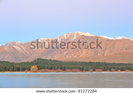 South Alps and Lake Tekapo in twilight, New Zealand, South Island