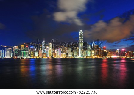Hong Kong bay in twilight