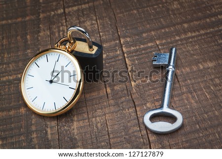 Padlock store time and the key controls. The concept time management.