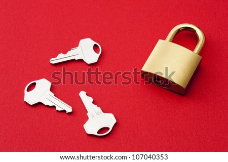 Padlock on red background.